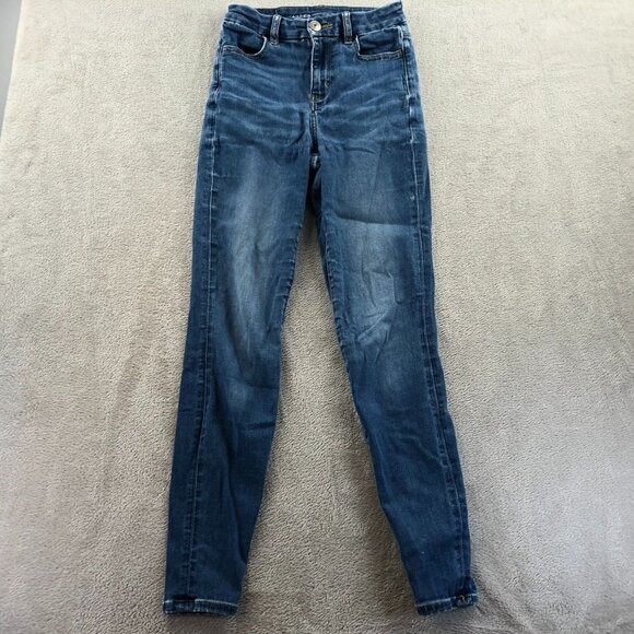 2 American Eagle Women Jeans Size 00 Lot Of Two Distressed Blue Denim Skinny Leg - Picture 9 of 16